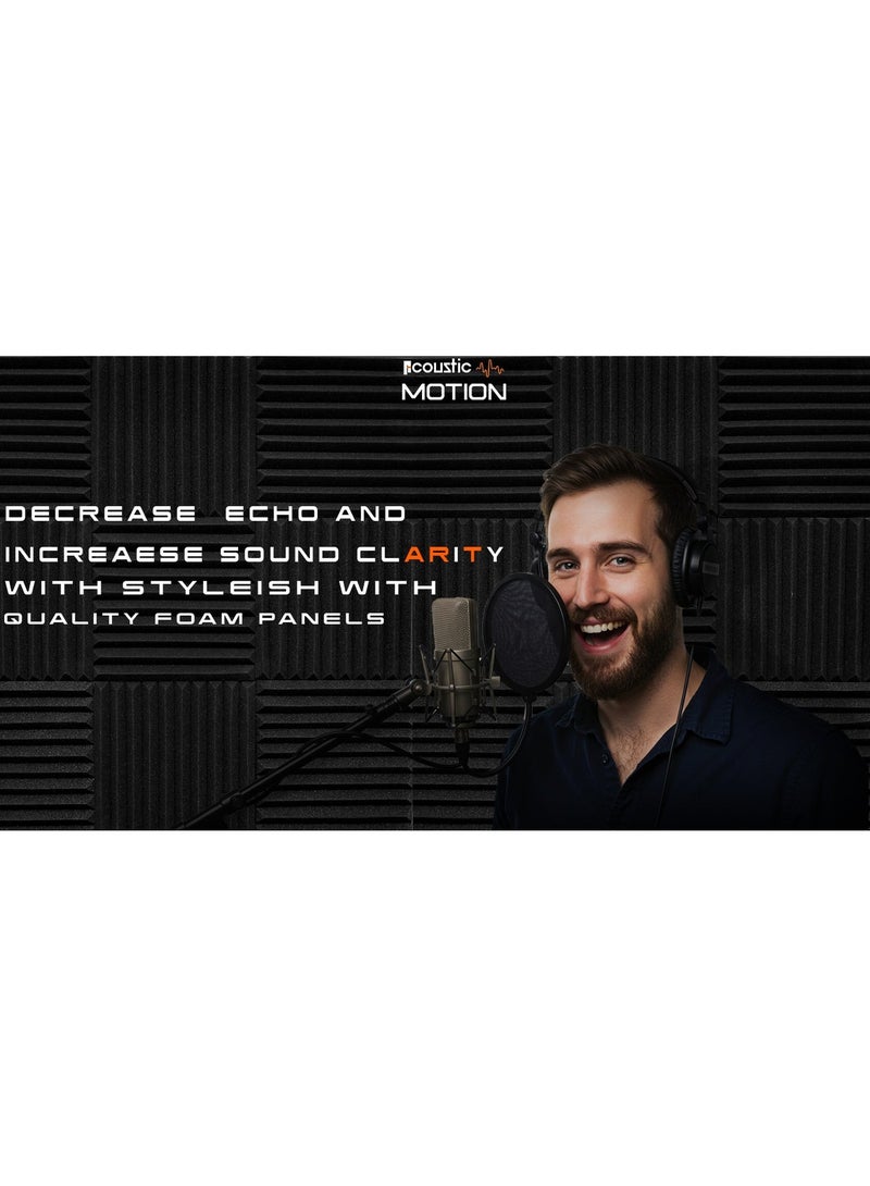 أكويستك موشان الواح اسفنجية مقاومة للصوت مقاس 5 سم مع مجموعة ذاتية اللصق مكونة من 12 قطعة مقاس 5 × 30 × 30 سم، لون رمادي داكن اساسي للاستوديو المنزلي والمعالجة الصوتية. - Image 5